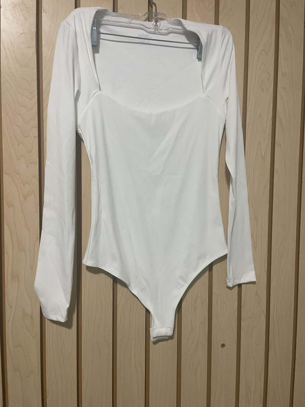Skims Long Sleeve Square Neck Bodysuit White Size S